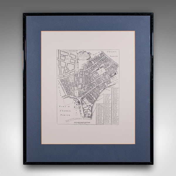 Vintage 18th Century Street Map, London, St Martins In The Field, Cartography