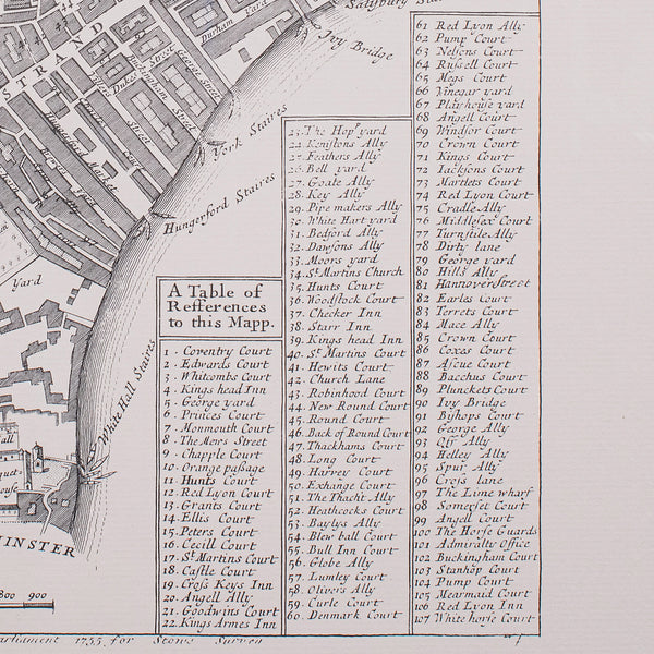 Vintage 18th Century Street Map, London, St Martins In The Field, Cartography