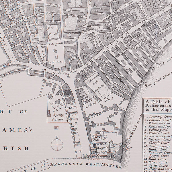 Vintage 18th Century Street Map, London, St Martins In The Field, Cartography