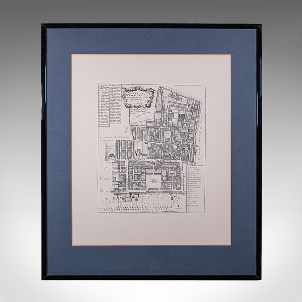 Vintage 18th Century Street Map, London, St James's Westminster, Cartography