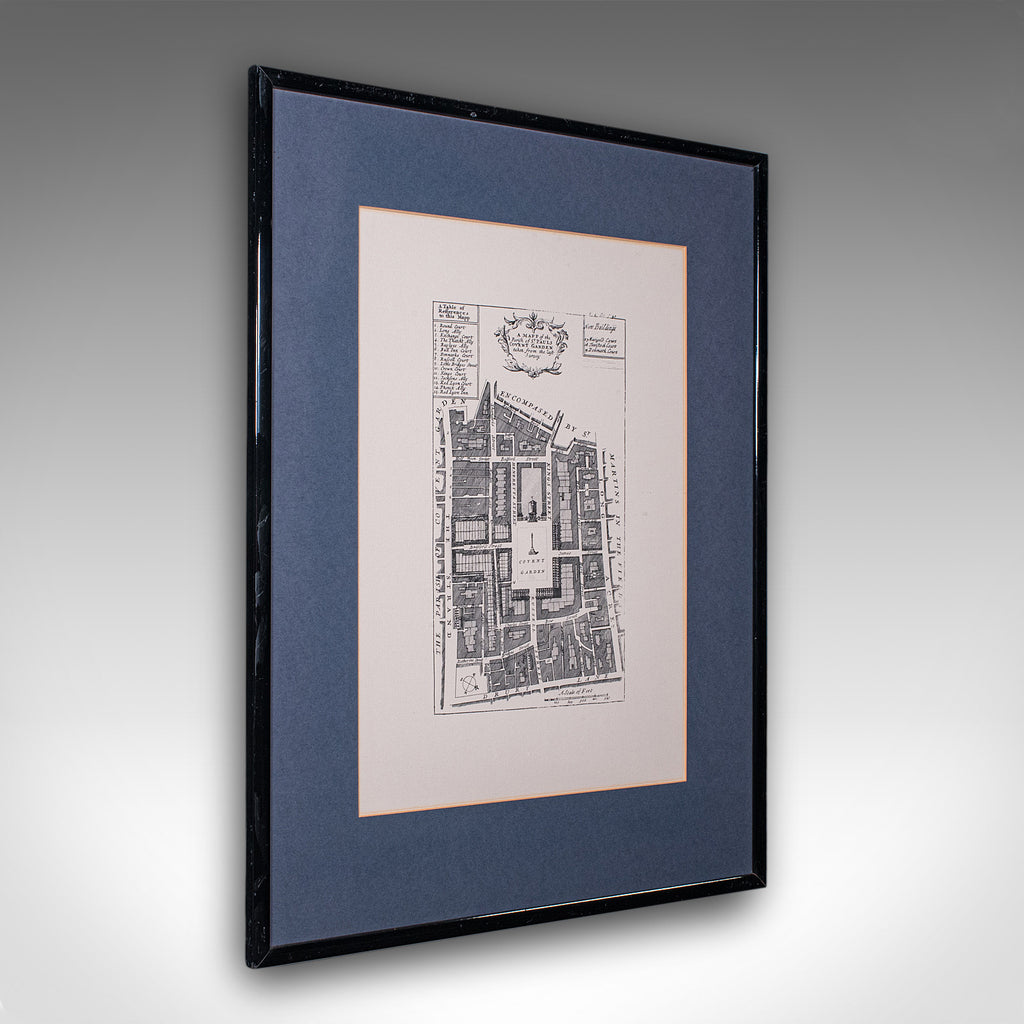 Vintage 18th Century Street Map, London, Covent Garden, The Strand, Cartography