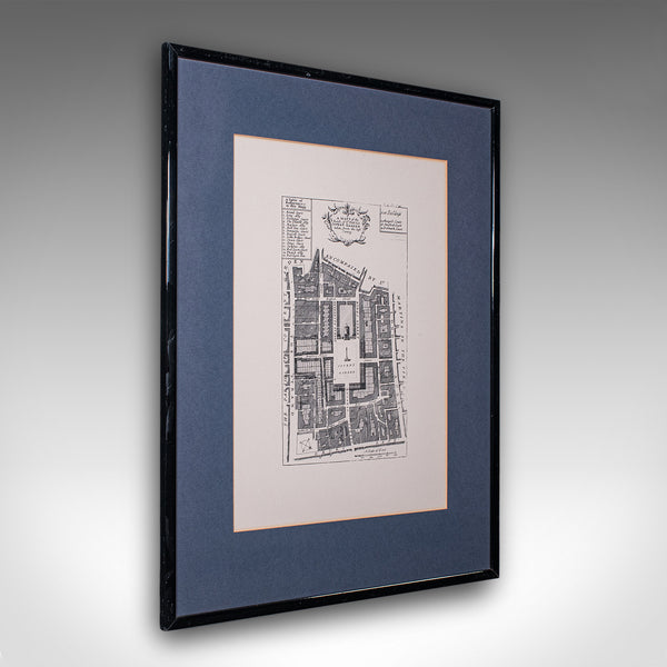 Vintage 18th Century Street Map, London, Covent Garden, The Strand, Cartography