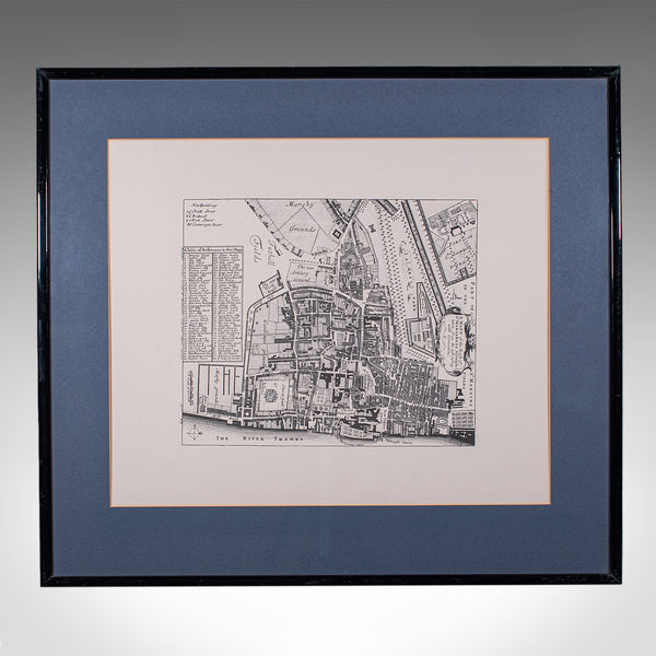 Vintage 18th Century Street Map, London, Houses of Parliament, Westminster Abbey