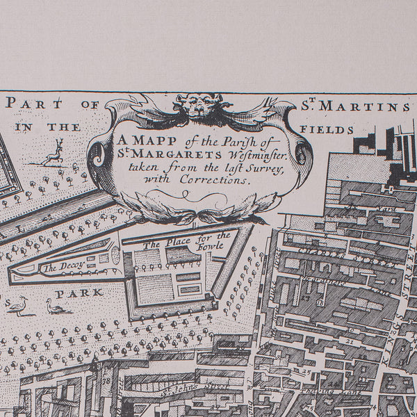 Vintage 18th Century Street Map, London, Houses of Parliament, Westminster Abbey