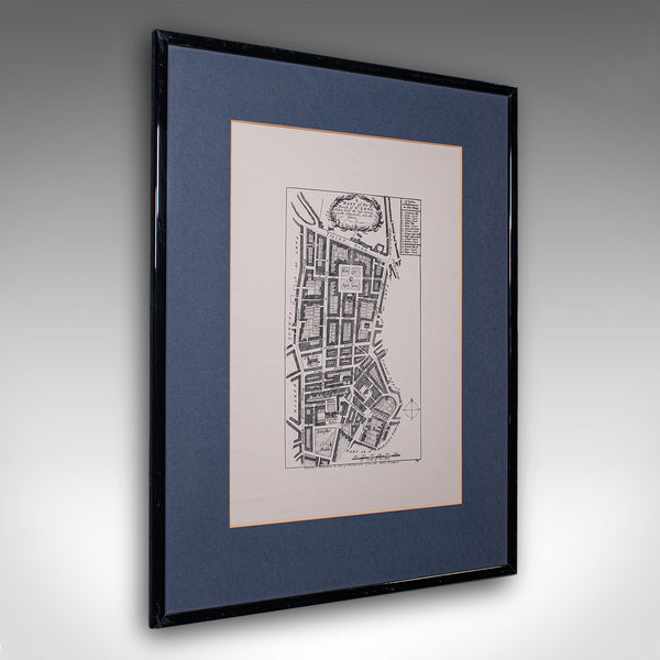 Vintage Framed 18th Century Street Map, London, West End, Soho, Leicester Square