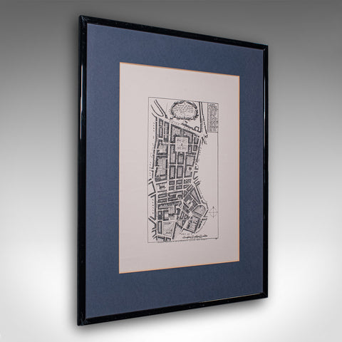 Vintage Framed 18th Century Street Map, London, West End, Soho, Leicester Square