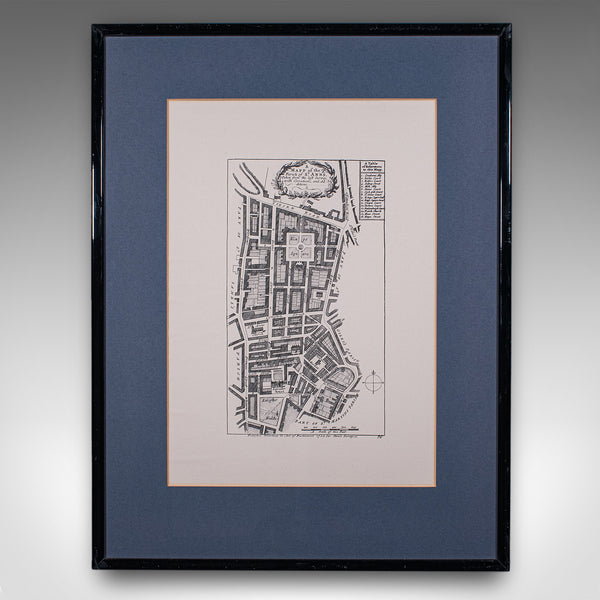 Vintage Framed 18th Century Street Map, London, West End, Soho, Leicester Square
