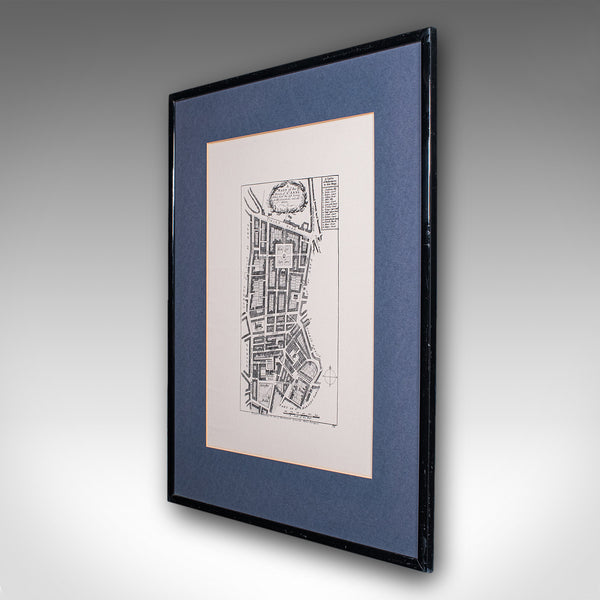 Vintage Framed 18th Century Street Map, London, West End, Soho, Leicester Square