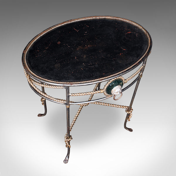 Pair of Vintage Garden Tables, French, Cast Iron, Oval, Veranda, Serving, C.1970