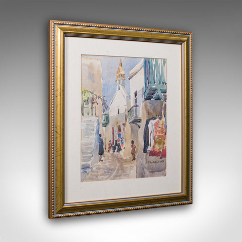 Vintage Watercolour Painting, Mykonos, English School, Art, Picture, FA Dolding