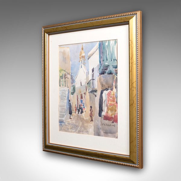 Vintage Watercolour Painting, Mykonos, English School, Art, Picture, FA Dolding