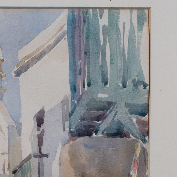 Vintage Watercolour Painting, Mykonos, English School, Art, Picture, FA Dolding