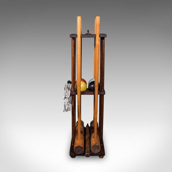 Antique Vicarage Croquet Set, English, Country Garden Games Stand, Edwardian