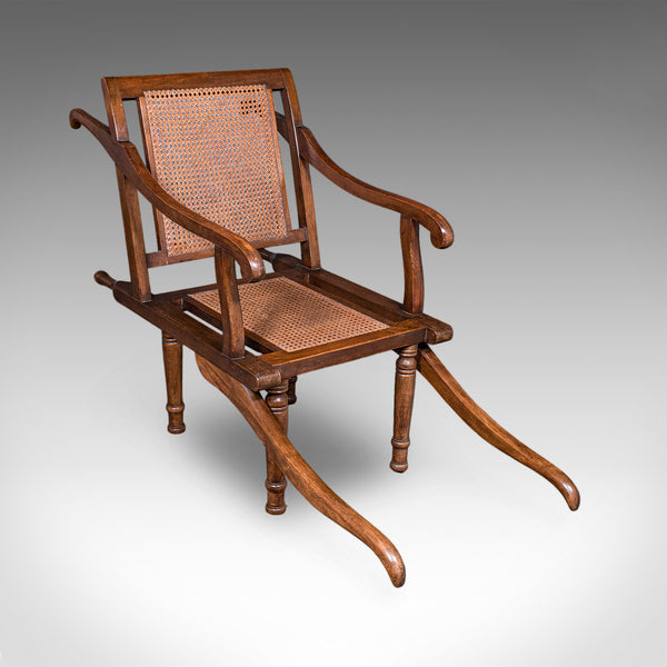 Antique Ladies Colonial Veranda Chair, English, Beech, Carrying Seat, Victorian