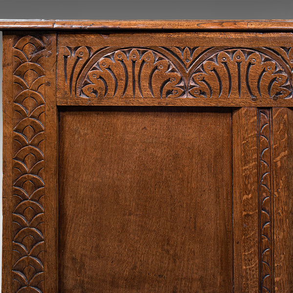 Antique Coffer, English, Oak, Linen Chest, Bay Window Seat, Early Georgian, 1720