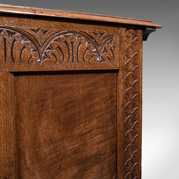 Antique Coffer, English, Oak, Linen Chest, Bay Window Seat, Early Georgian, 1720