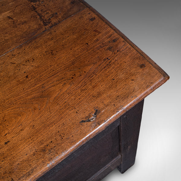 Antique Coffer, English, Oak, Linen Chest, Bay Window Seat, Early Georgian, 1720