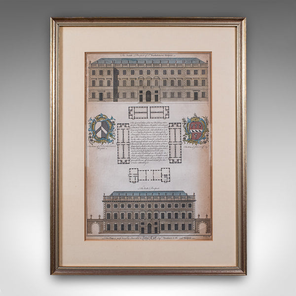 Antique St Bart's Hospital Engraving, English, Framed, Architectural, Georgian