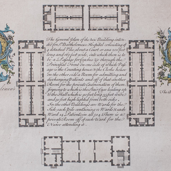 Antique St Bart's Hospital Engraving, English, Framed, Architectural, Georgian