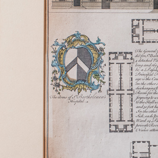 Antique St Bart's Hospital Engraving, English, Framed, Architectural, Georgian