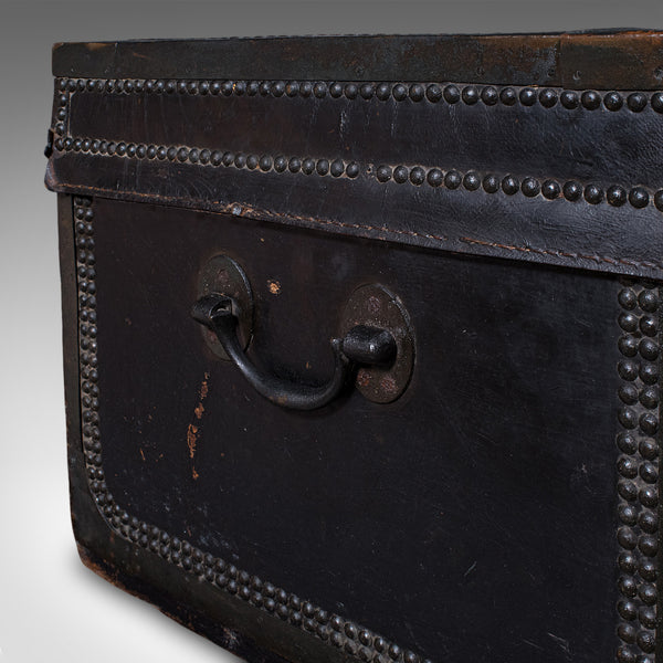 Antique Windsor Trunk, English, Leather, Camphorwood Chest, High Victorian, 1870
