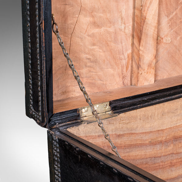 Antique Windsor Trunk, English, Leather, Camphorwood Chest, High Victorian, 1870