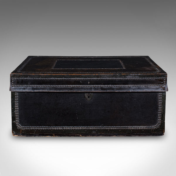 Antique Windsor Trunk, English, Leather, Camphorwood Chest, High Victorian, 1870