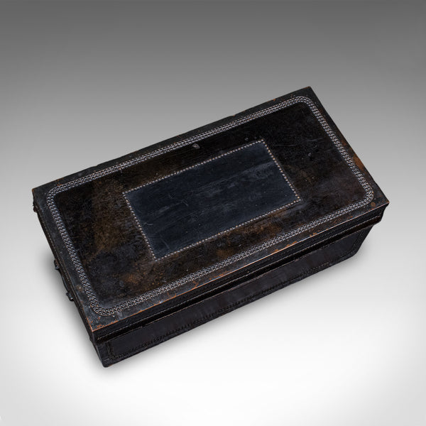 Antique Windsor Trunk, English, Leather, Camphorwood Chest, High Victorian, 1870