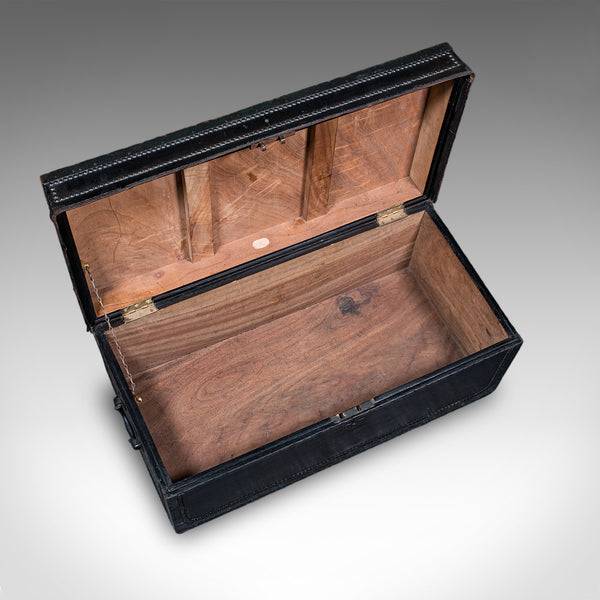 Antique Windsor Trunk, English, Leather, Camphorwood Chest, High Victorian, 1870