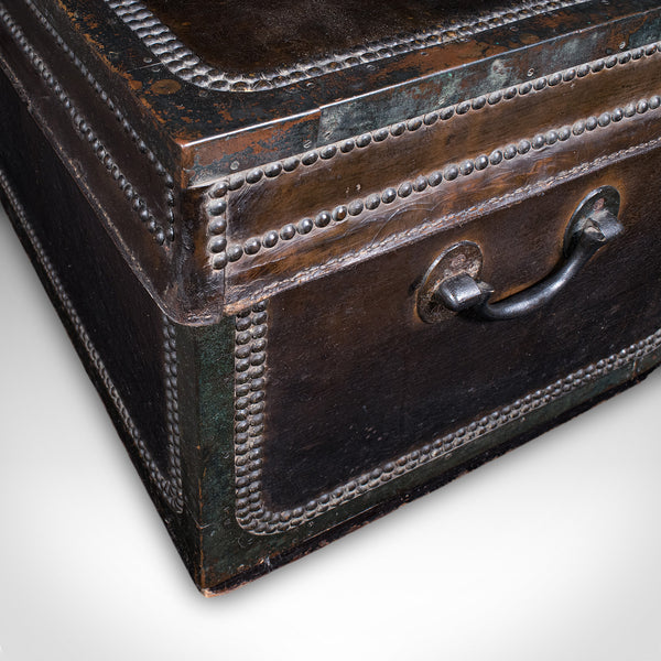 Antique Windsor Trunk, English, Leather, Camphorwood Chest, High Victorian, 1870