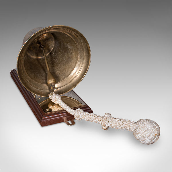 Vintage School Dinner Bell, English, Bronze, Playground Ringer, Mid Century