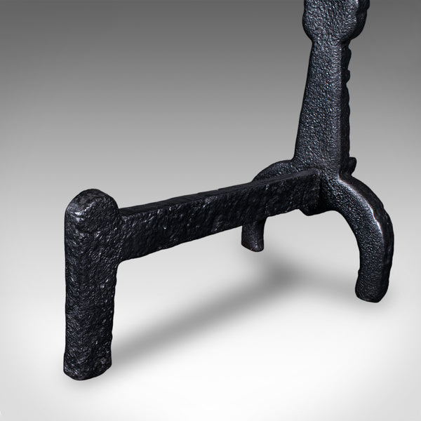 Pair of Antique Fireside Andirons, English, Fire Dog, Hearth, Georgian, C.1805