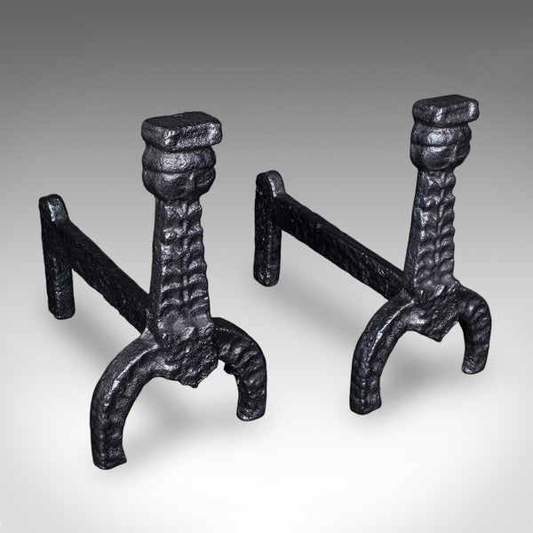 Pair of Antique Fireside Andirons, English, Fire Dog, Hearth, Georgian, C.1805