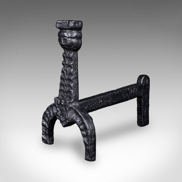 Pair of Antique Fireside Andirons, English, Fire Dog, Hearth, Georgian, C.1805