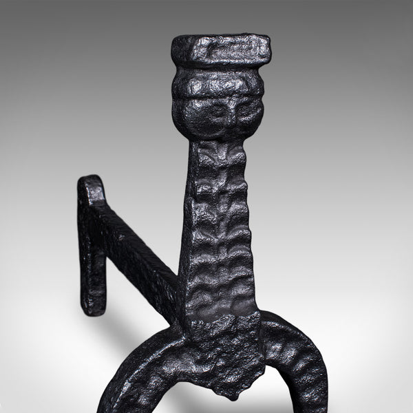Pair of Antique Fireside Andirons, English, Fire Dog, Hearth, Georgian, C.1805