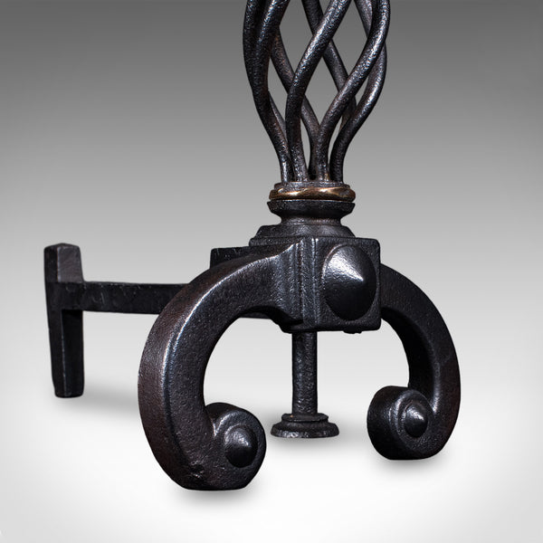 Large Pair of Antique Fire Dogs, English, Andirons, Aesthetic Period, Victorian