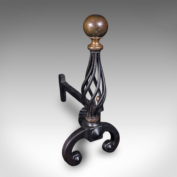 Large Pair of Antique Fire Dogs, English, Andirons, Aesthetic Period, Victorian