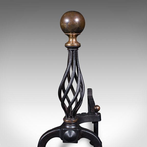 Large Pair of Antique Fire Dogs, English, Andirons, Aesthetic Period, Victorian