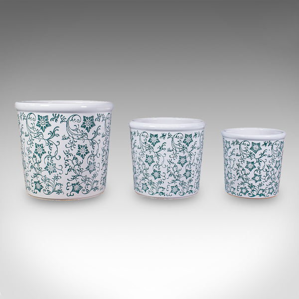 Set of 3 Vintage Tree Planters, Portuguese, Ceramic, Veranda, Garden, Bush Pots