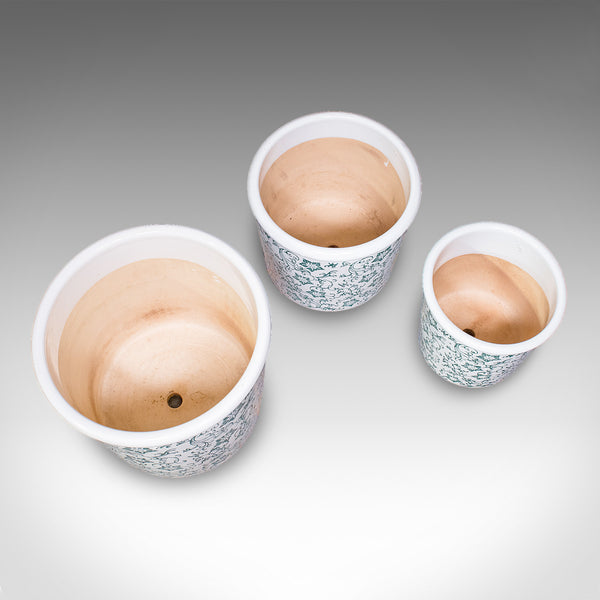 Set of 3 Vintage Tree Planters, Portuguese, Ceramic, Veranda, Garden, Bush Pots