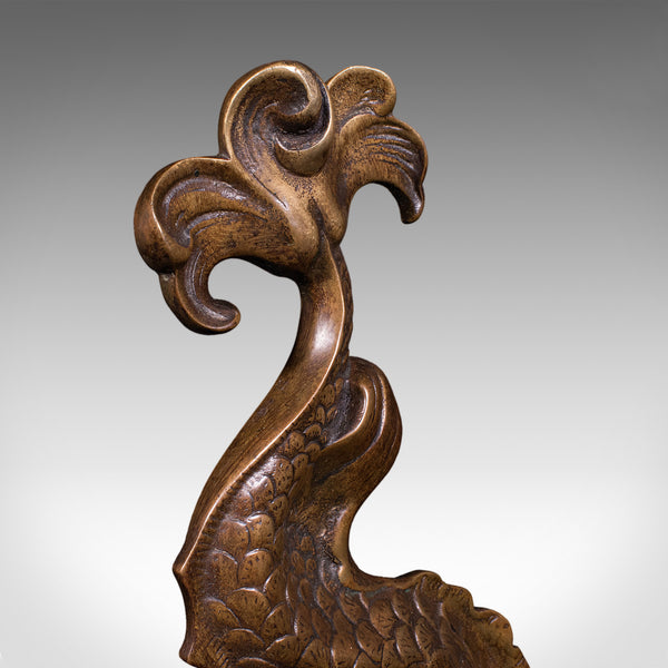 Antique Mythical Dolphin Doorstop, English, Bronze Door Keeper, Regency, C.1820