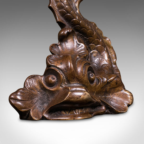 Antique Mythical Dolphin Doorstop, English, Bronze Door Keeper, Regency, C.1820