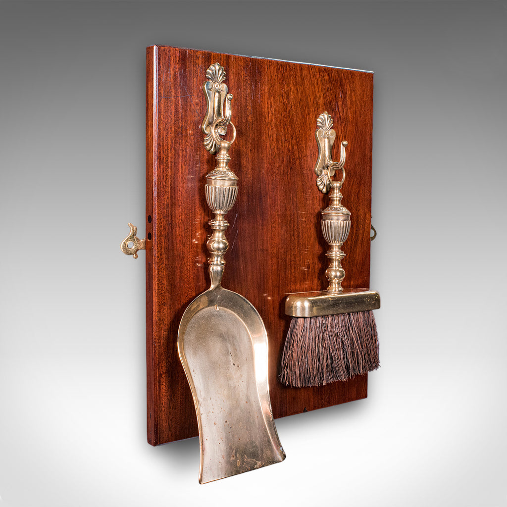 Antique Maid's Fireside Maintenance Set, English, Shovel, Brush, Regency, C.1820