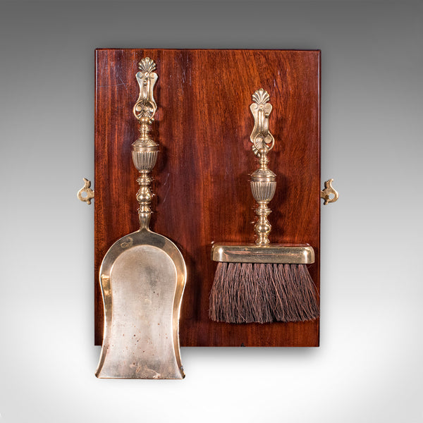 Antique Maid's Fireside Maintenance Set, English, Shovel, Brush, Regency, C.1820