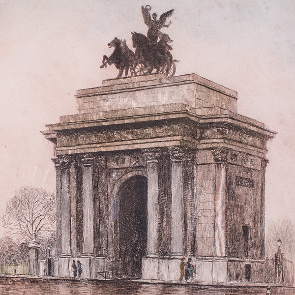 Antique Framed London Picture, Constitution Hill, English, Art Print, Circa 1925