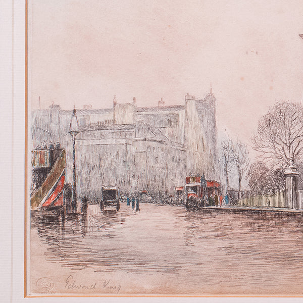 Antique Framed London Picture, Constitution Hill, English, Art Print, Circa 1925