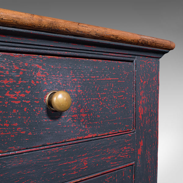 Vintage Dresser Base, English, Painted Pine, Kitchen Sideboard, Distressed, 1960