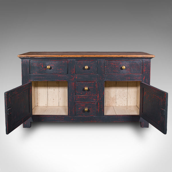 Vintage Dresser Base, English, Painted Pine, Kitchen Sideboard, Distressed, 1960