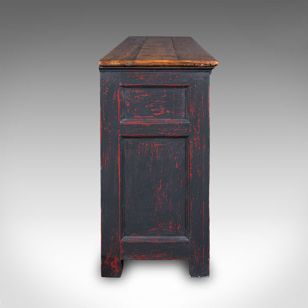 Vintage Dresser Base, English, Painted Pine, Kitchen Sideboard, Distressed, 1960