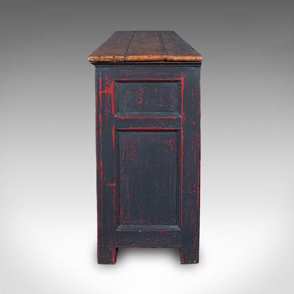 Vintage Dresser Base, English, Painted Pine, Kitchen Sideboard, Distressed, 1960